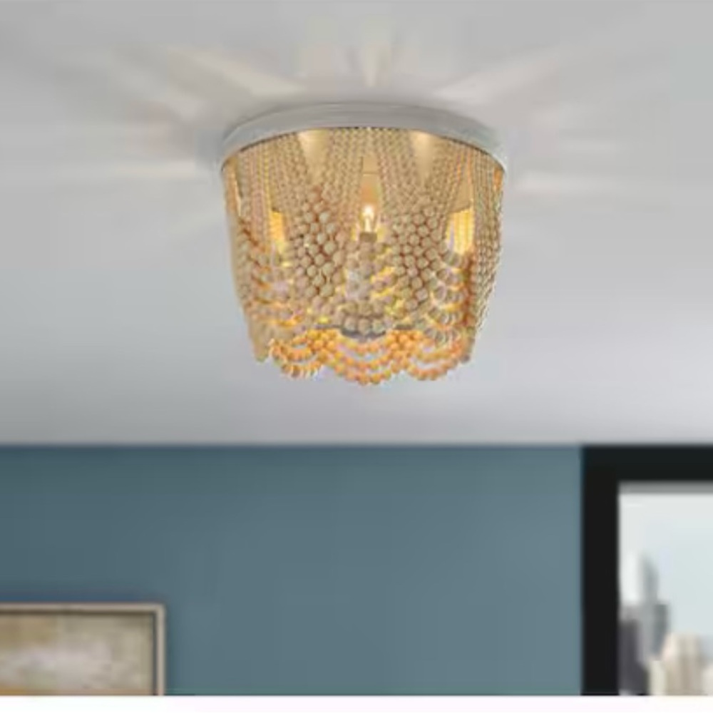 Gold and White Crystal Beaded Ceiling Light